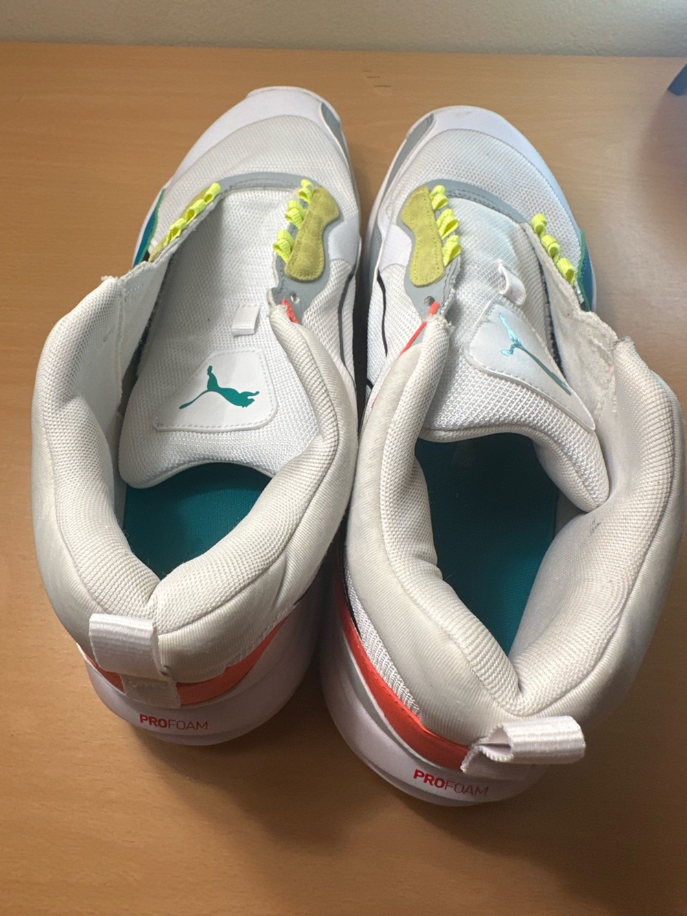Puma Playmaker Pro White Fiery Coral Lime Men’s Shoes Size 13 - Picture 11 of 12